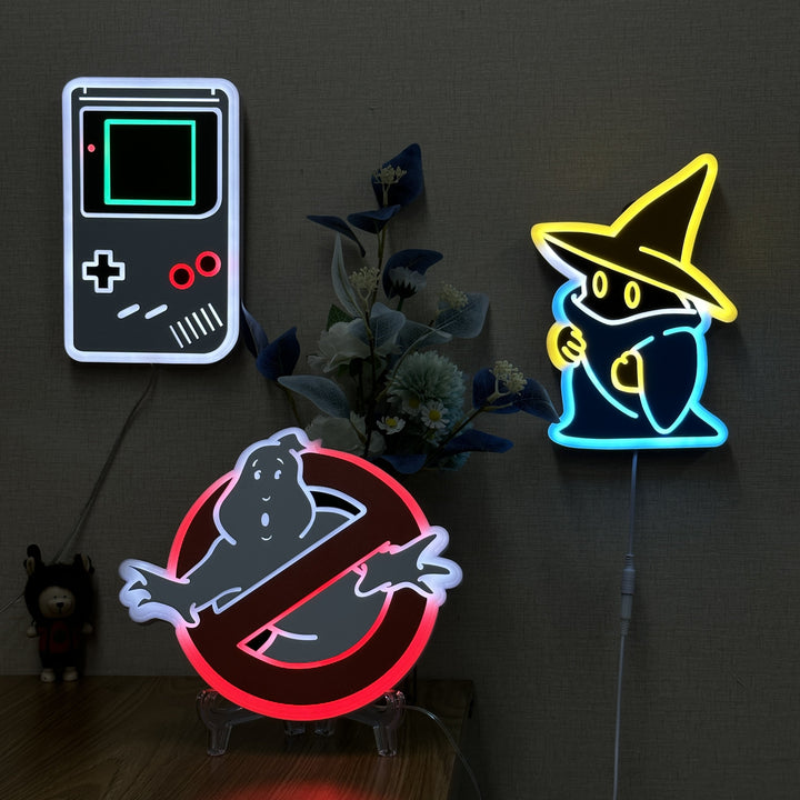 "Ghostbusters, Dangers Stop Entry" Neon Like Sign