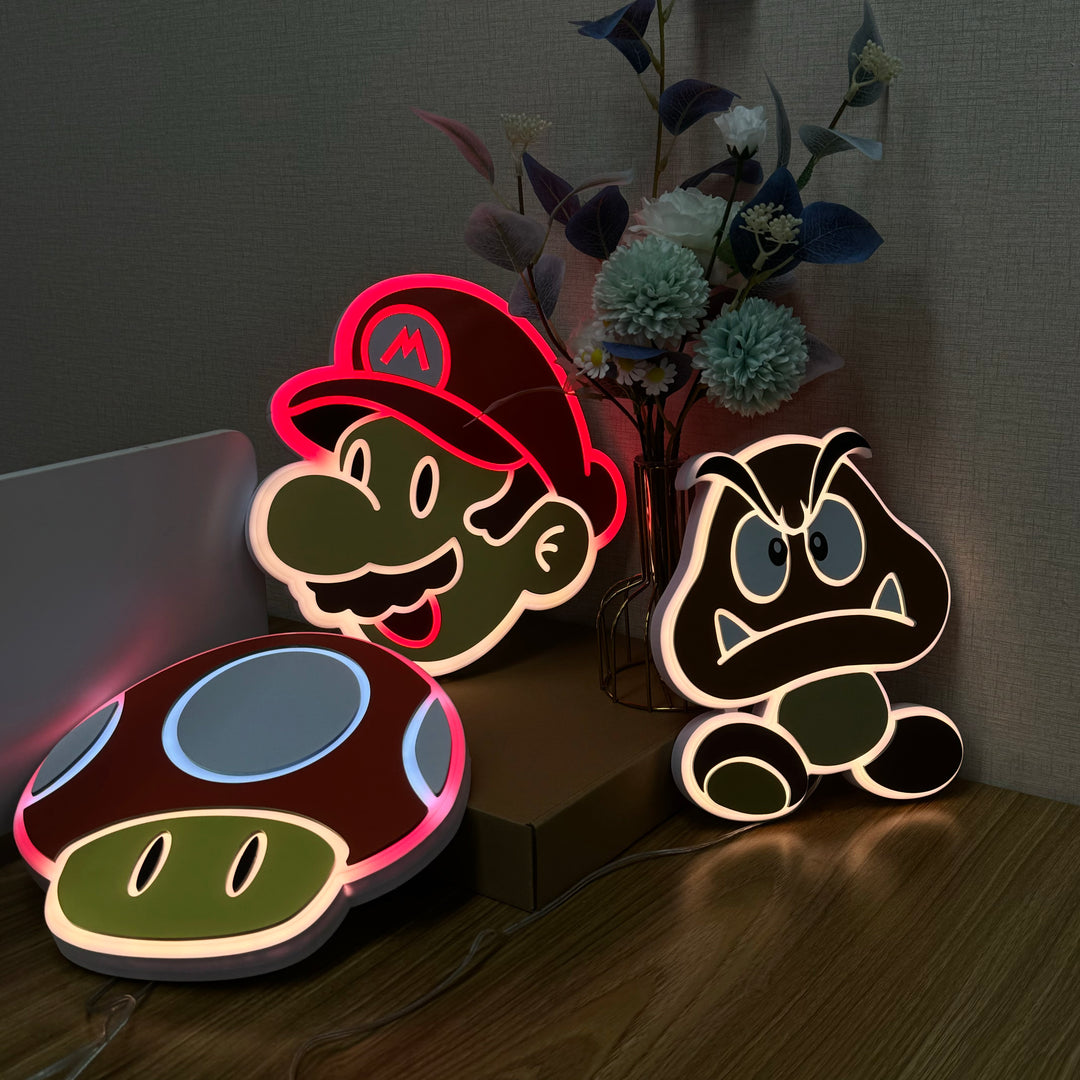 "Mario" Neon Like Sign