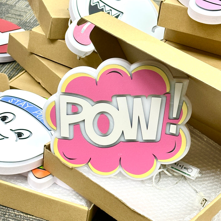 "POW" Neon Like Sign