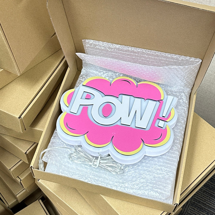 "POW" Neon Like Sign