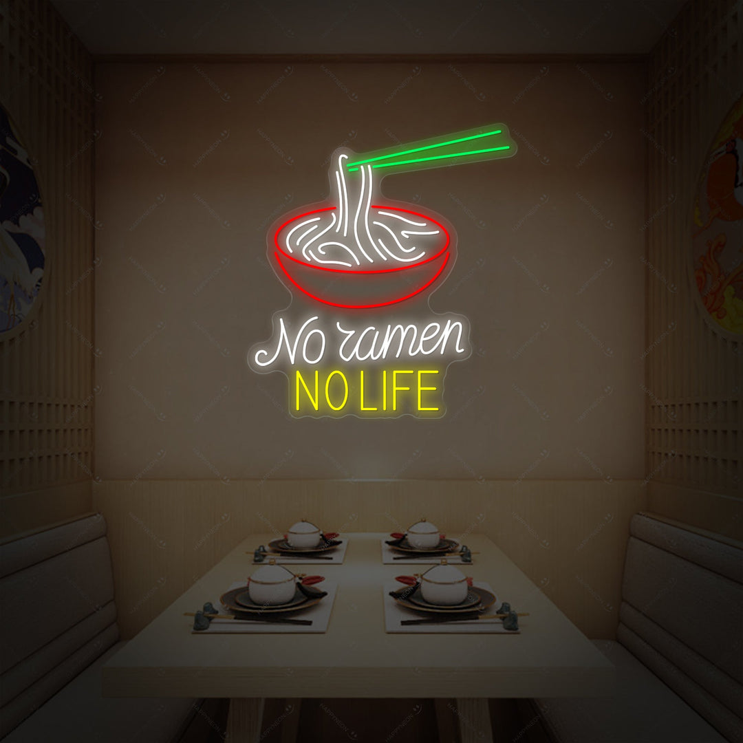No Ramen No Life Neon Sign, Japanese Restaurant Wall Decor