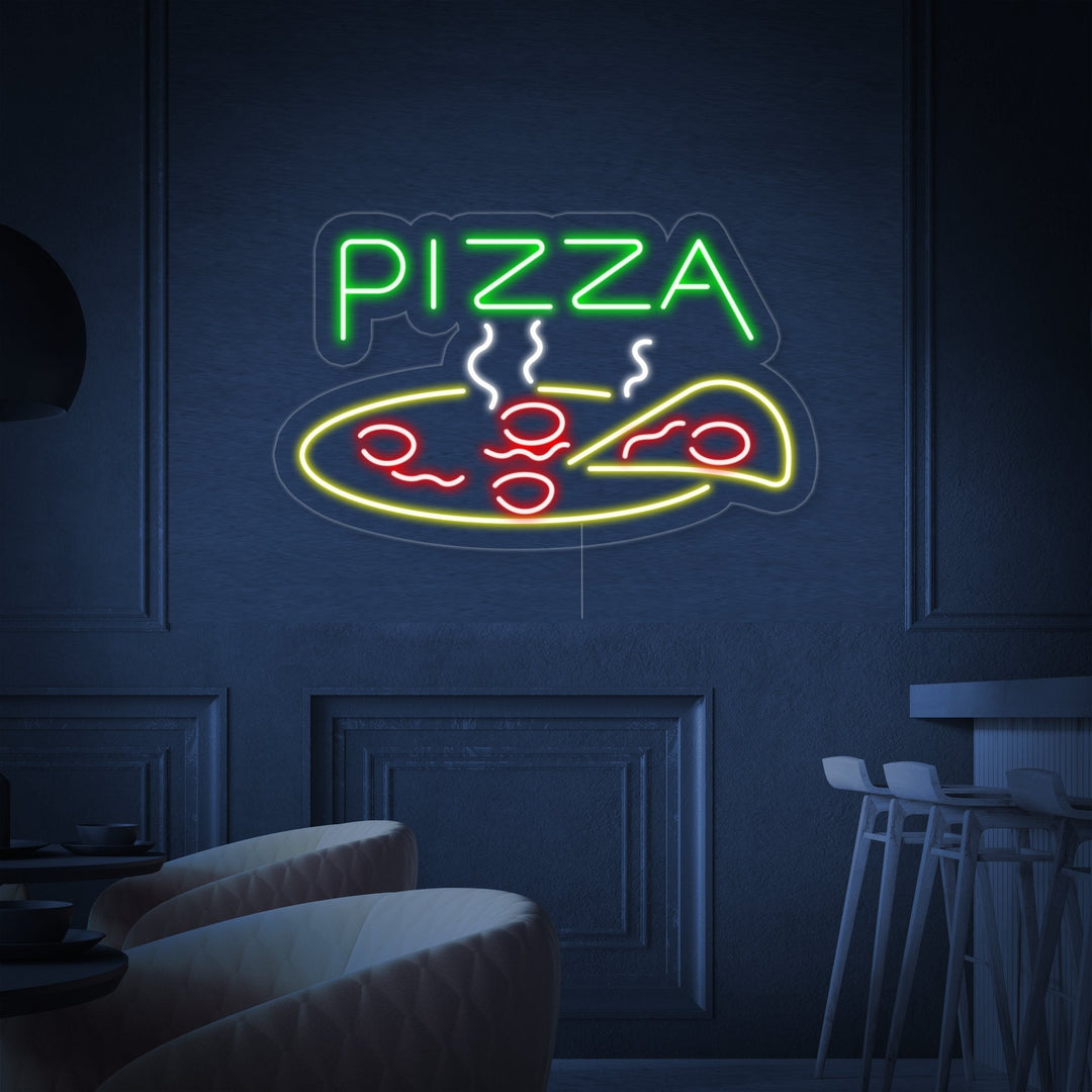 "Pizza Restaurant Open" Neon Sign, Pizza Slice Neon Sign, LED Pizza Neon Sign