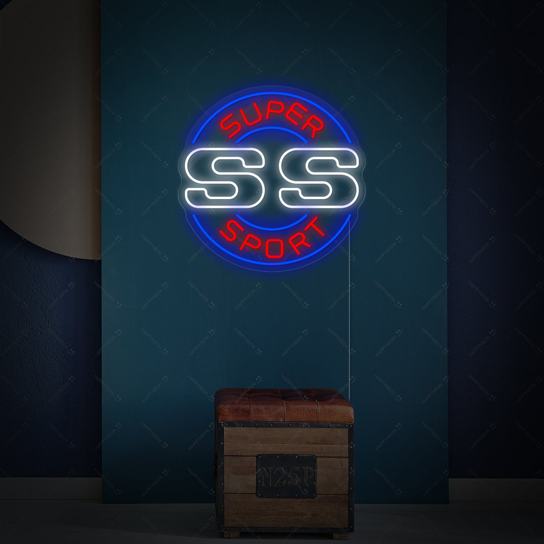 Ss Super Sport Car Neon Sign, Garage Neon Sign, Garage Wall Decor