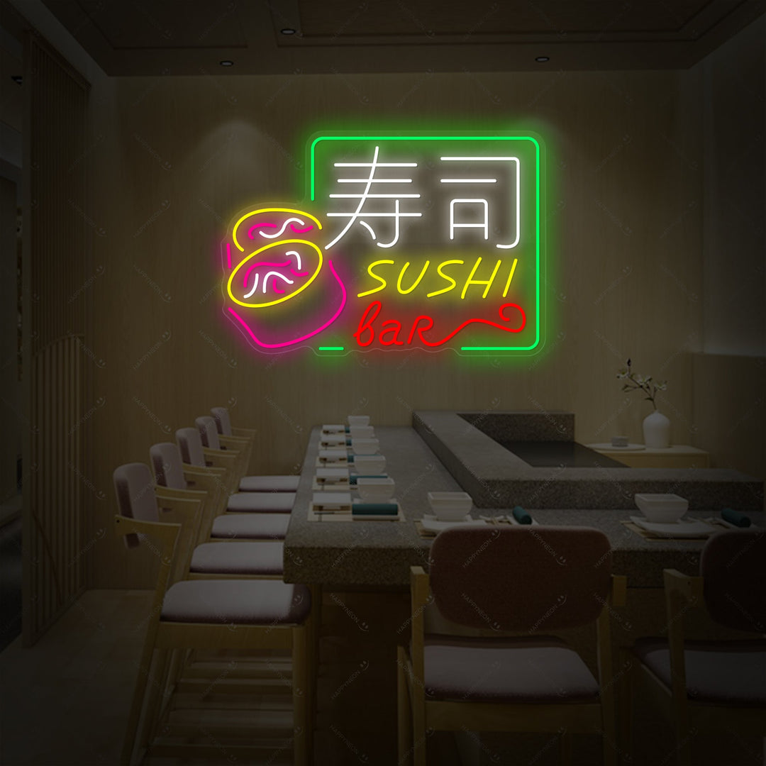 Sushi Bar Neon Sign, Japanese Restaurant Wall Decor