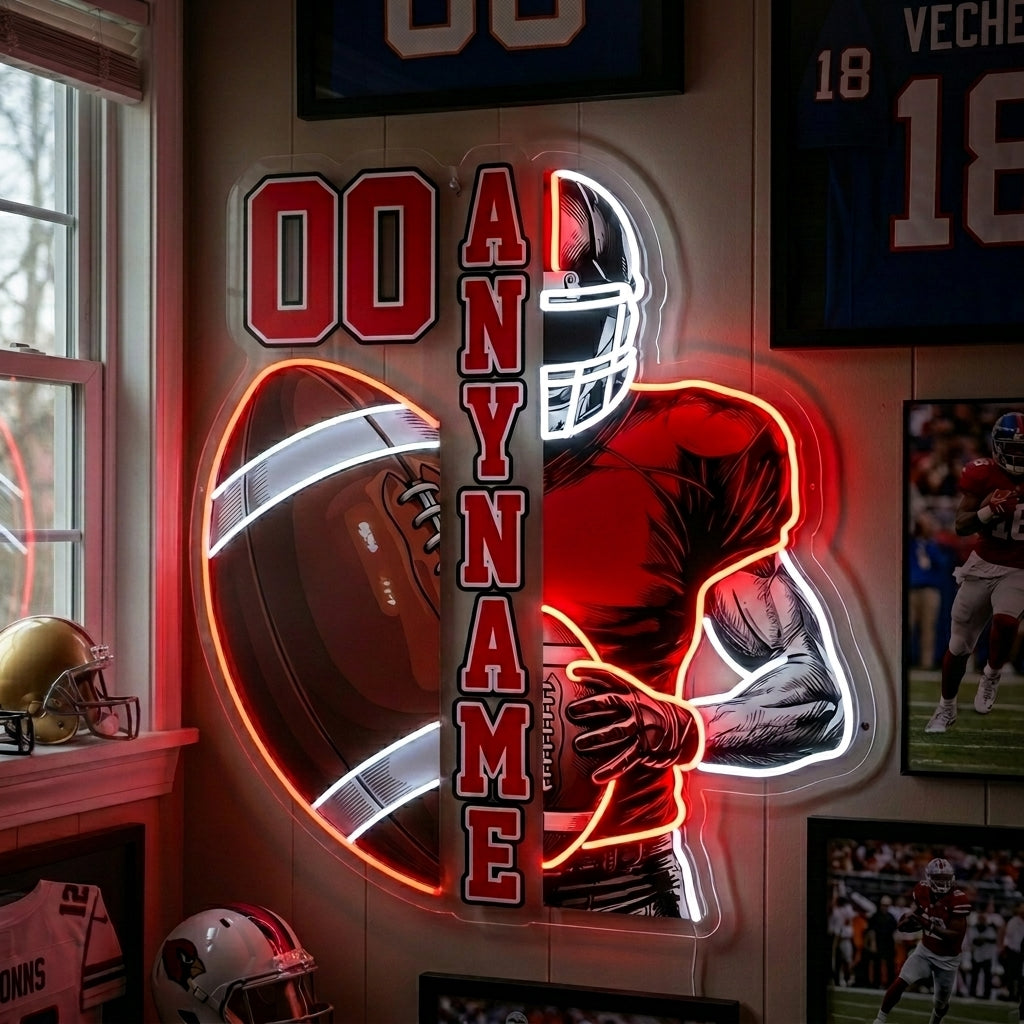 Custom Name Number Football Player Neon Sign
