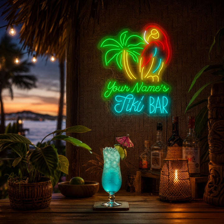 Custom Tiki Bar Neon Sign, Personalized Tiki Bar Sign, Tiki Bar Decor, Tiki Bar Gifts neon sign product image