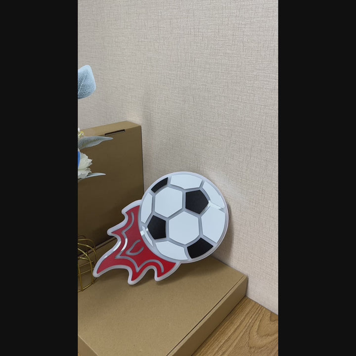 "Flaming Soccer Ball" Neon Like Sign