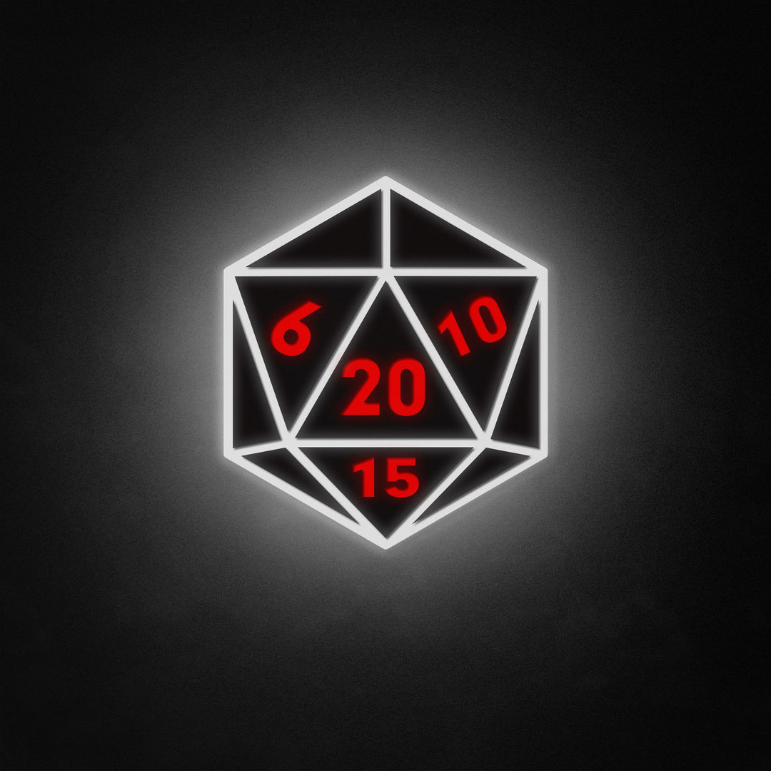 "20 Sided Dice" Neon Like Sign