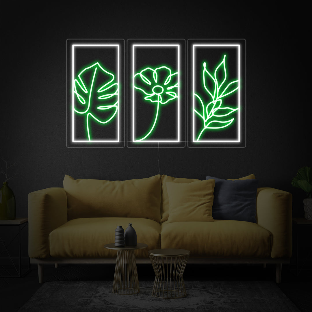 "3D Flowers" Neon Sign, Flowers Wall Sign