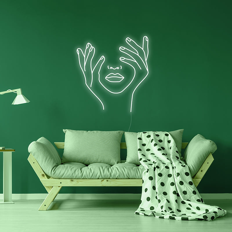 "Abstract Face Hand" Neon Sign