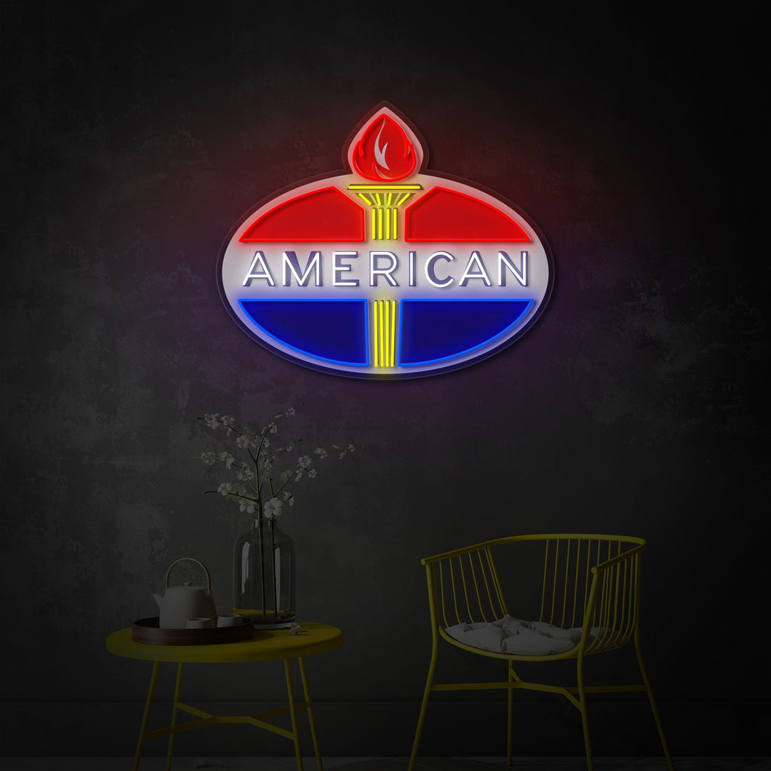"American Gasoline Logo" UV Print LED Neon Sign