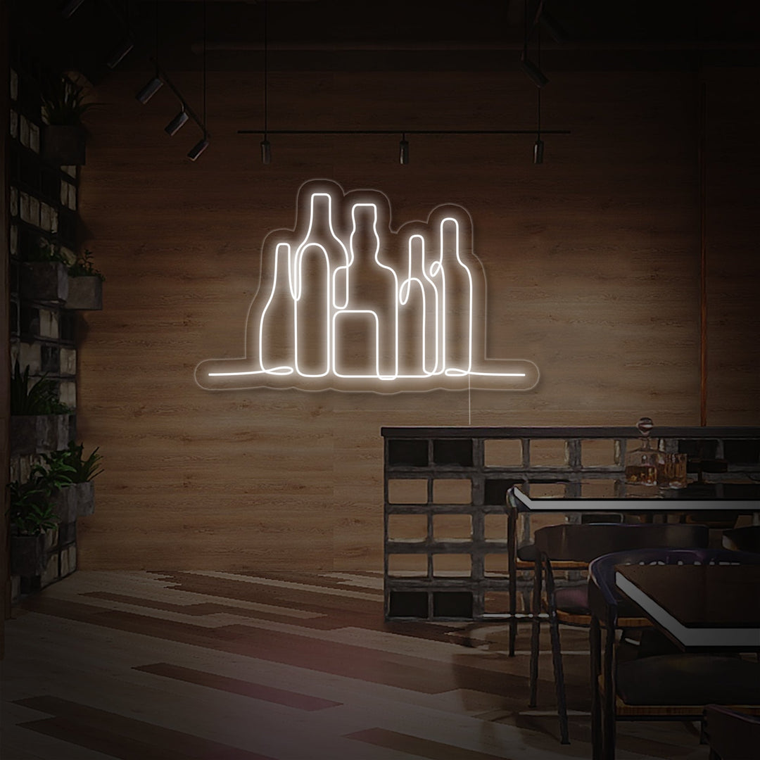 "Bar Bottles" Neon Sign, Bar Neon Sign, Bar Wall Decor