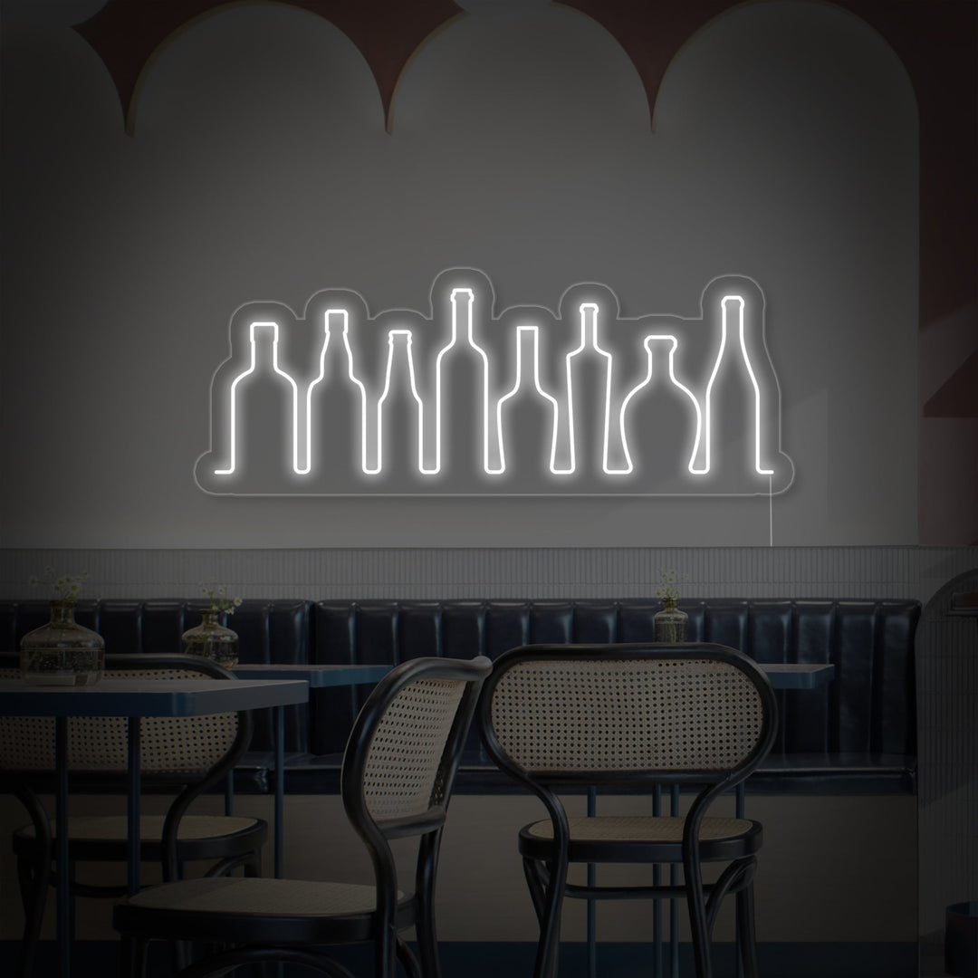 "Bar Bottles" Neon Sign, Bar Neon Sign, Bar Wall Neon Art