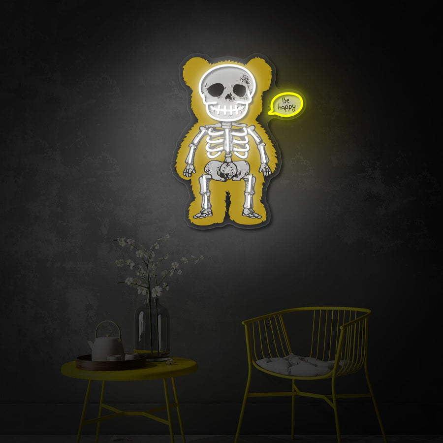 "Bear Skeleton" UV Print LED Neon Sign