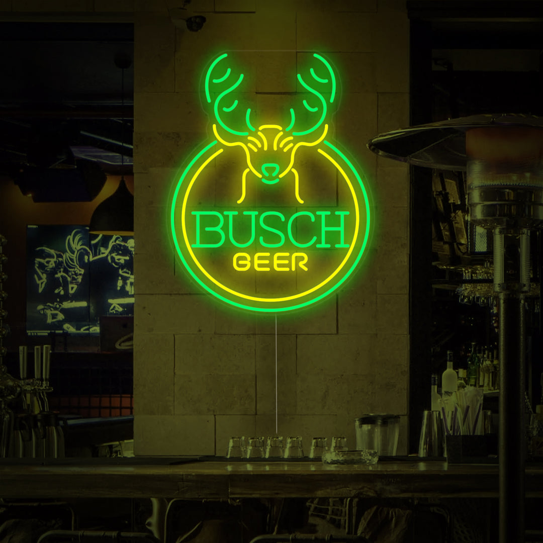 "Deer Beer & Bar" Neon Sign, Vintage Bar Neon Sign, Beer Glass Neon Sign