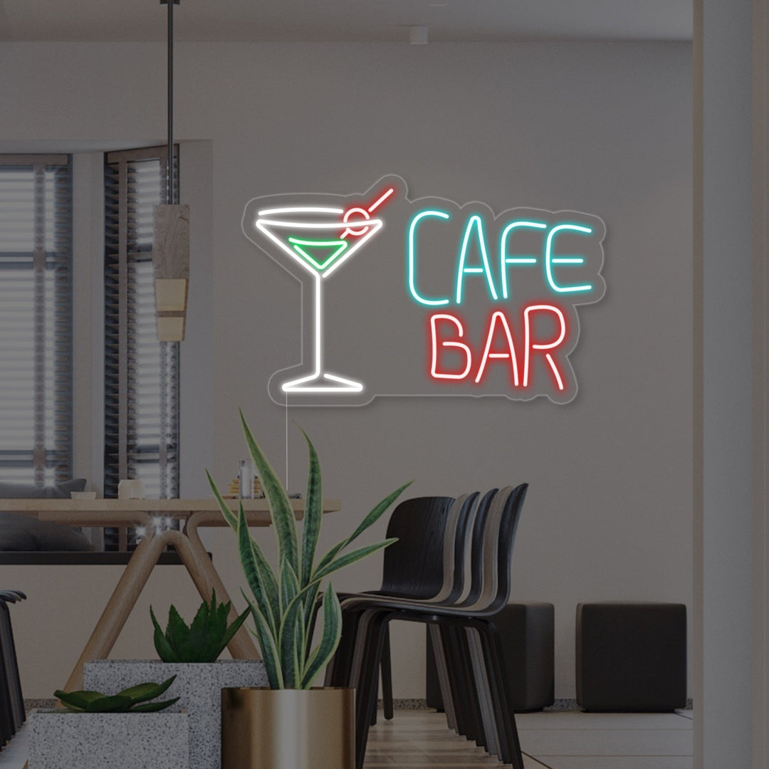 "Cafe Cocktails Bar" Neon Sign, Coffee Bar Neon Sign, Cafe Neon Sign