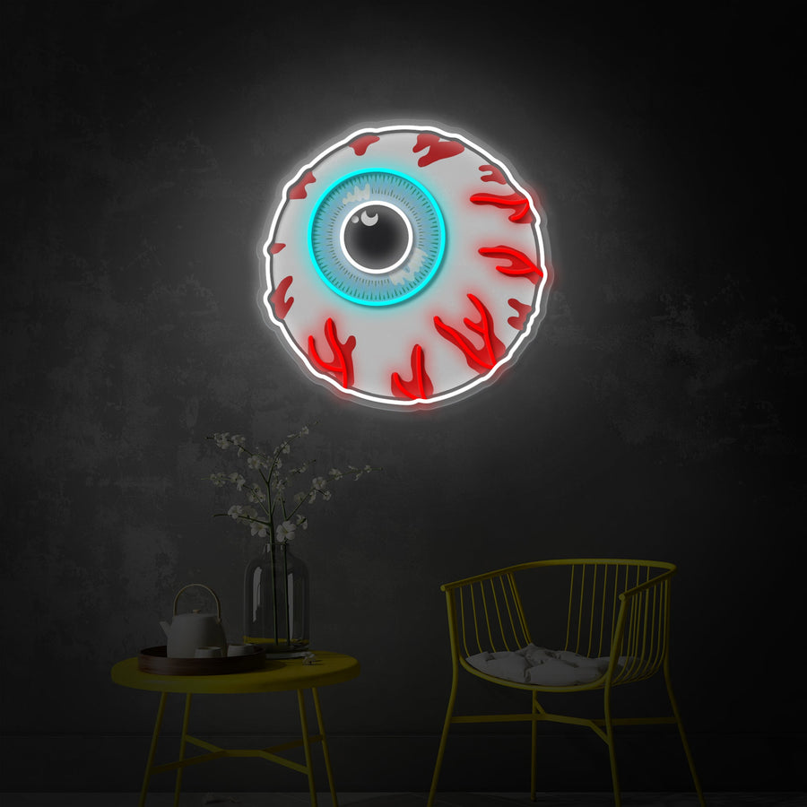 "Cartoon Eye Eyeball, Zombie Bomb" UV Print LED Neon Sign