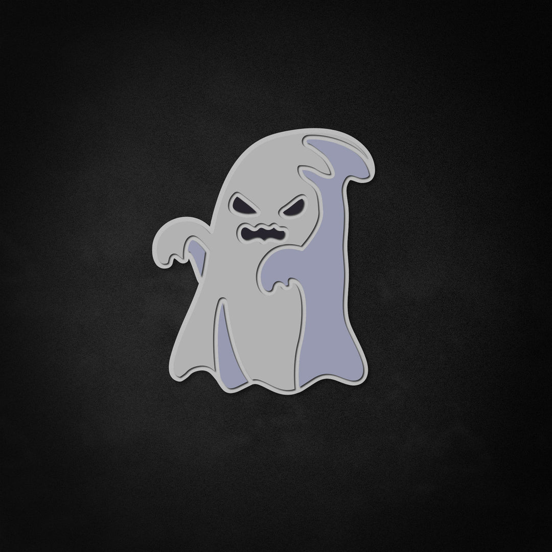 "Cartoon Ghost In White Robe" Neon Like Sign
