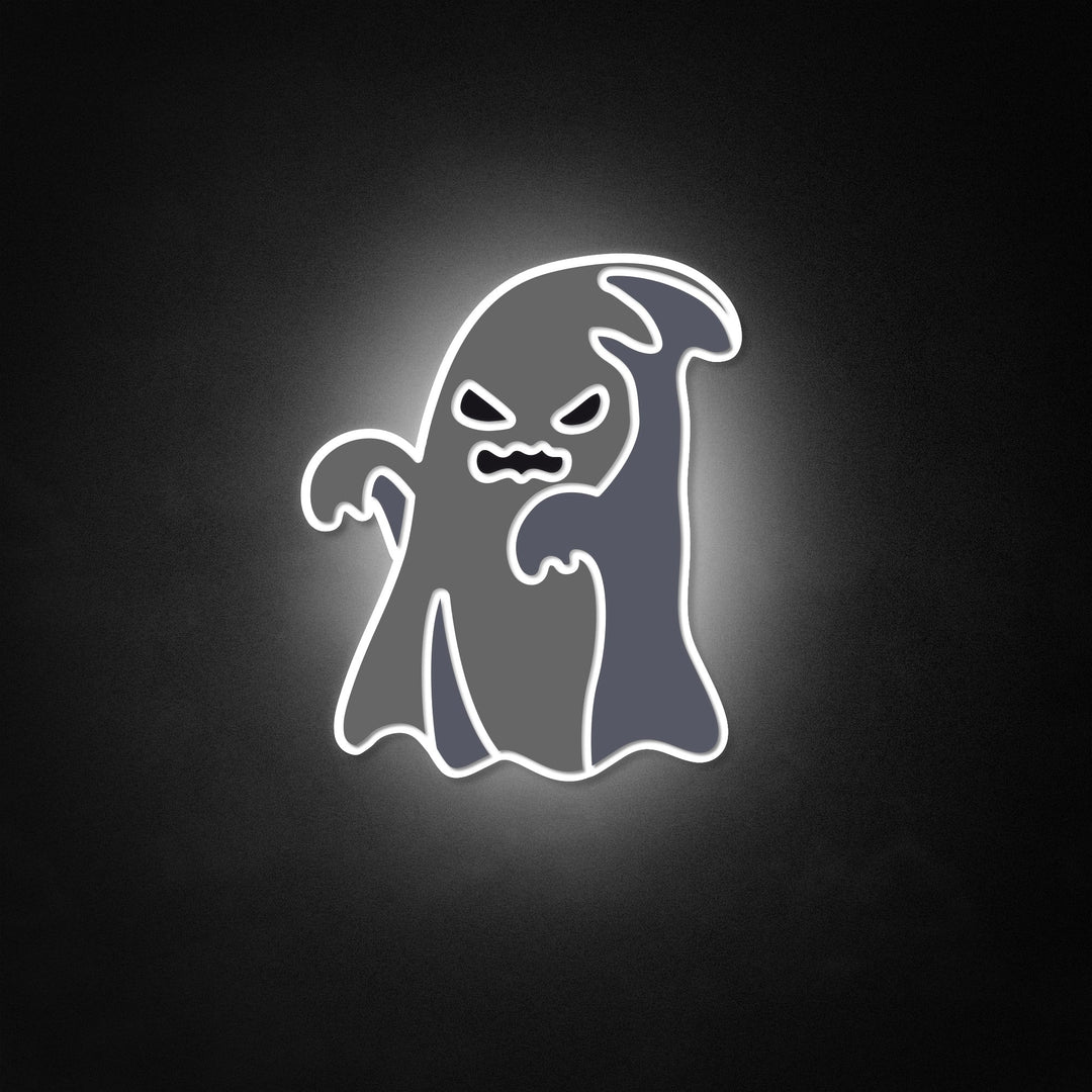 "Cartoon Ghost In White Robe" Neon Like Sign