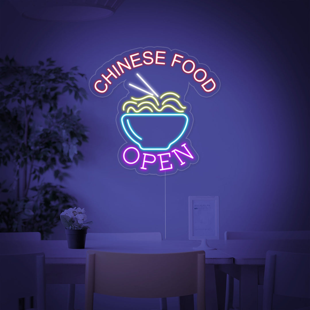 "Chinese Food Open Noodles" Neon Sign