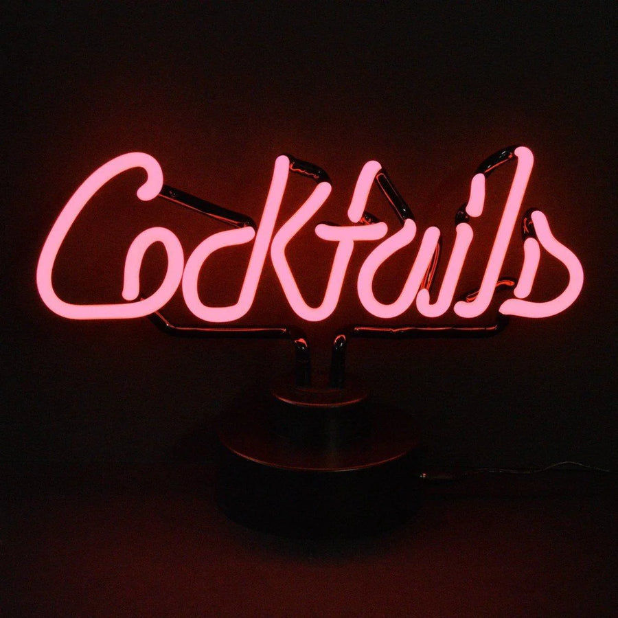 "Cocktails" Table Neon Sign, Glass Neon Sign