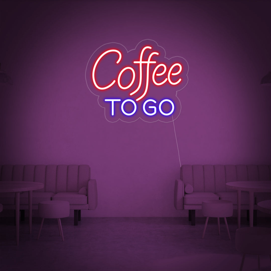 "Coffee To Go" Neon Sign, Coffee Neon Sign, Coffee Wall Sign
