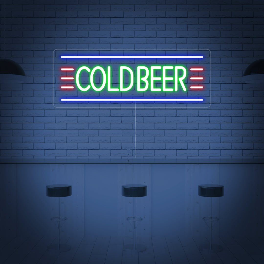 "Cold Beer" Neon Sign, Beer & Bar Neon Sign, Vintage Bar Neon Sign