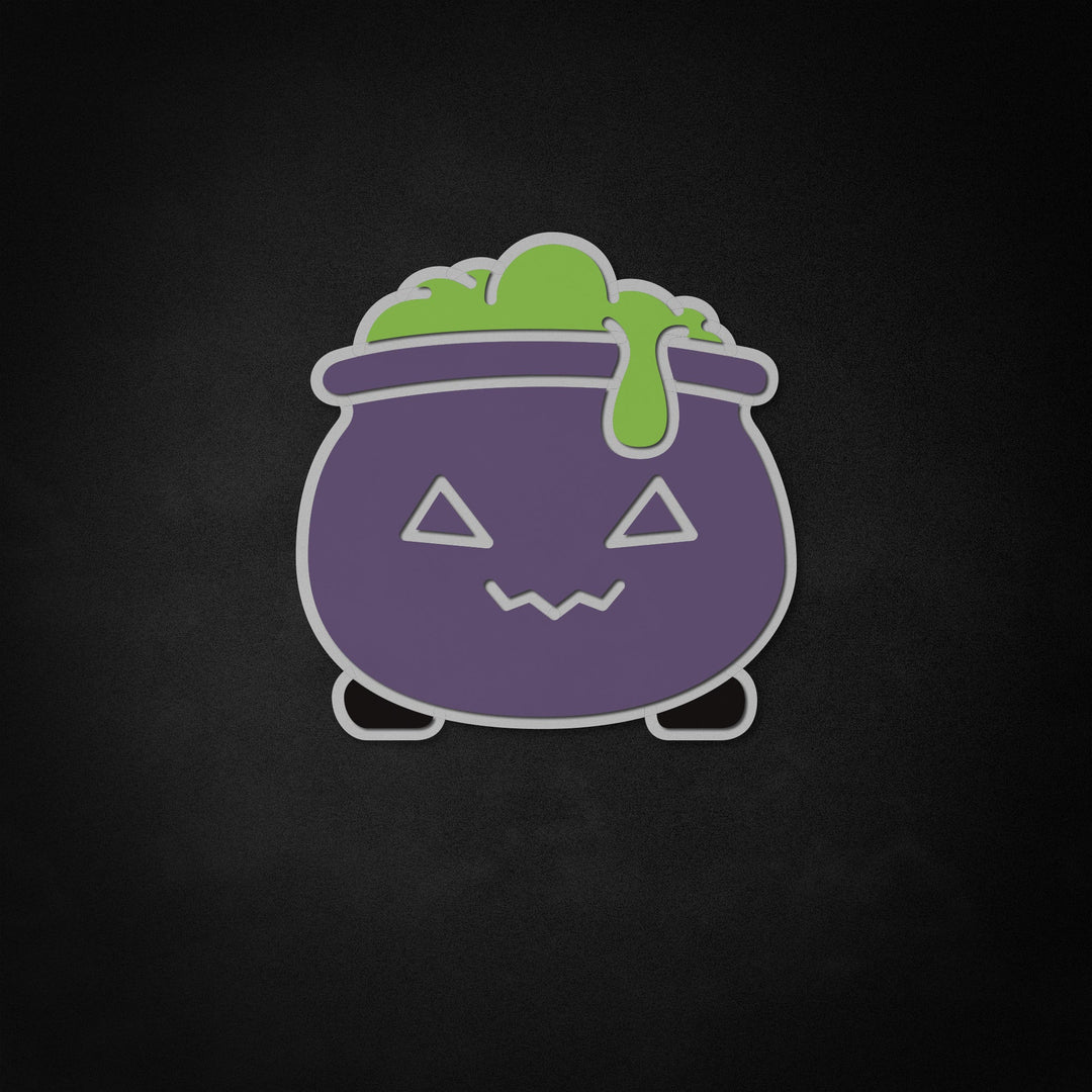 "Cute Witch Cauldron Sign" Neon Like Sign