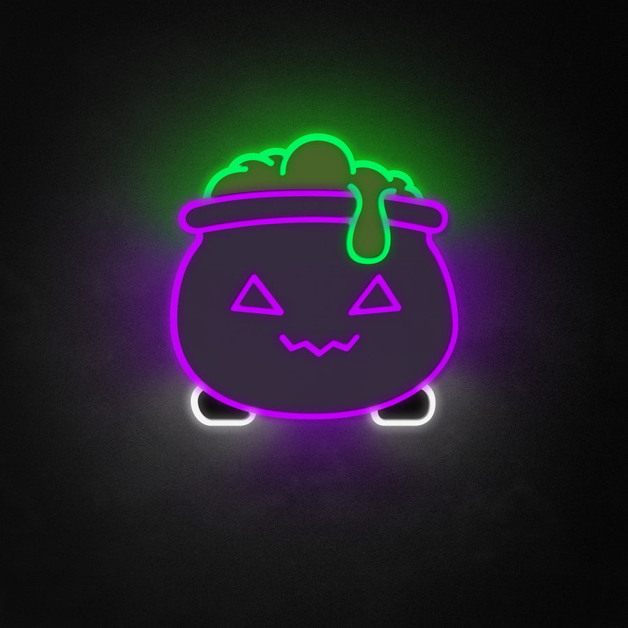 "Cute Witch Cauldron Sign" Neon Like Sign