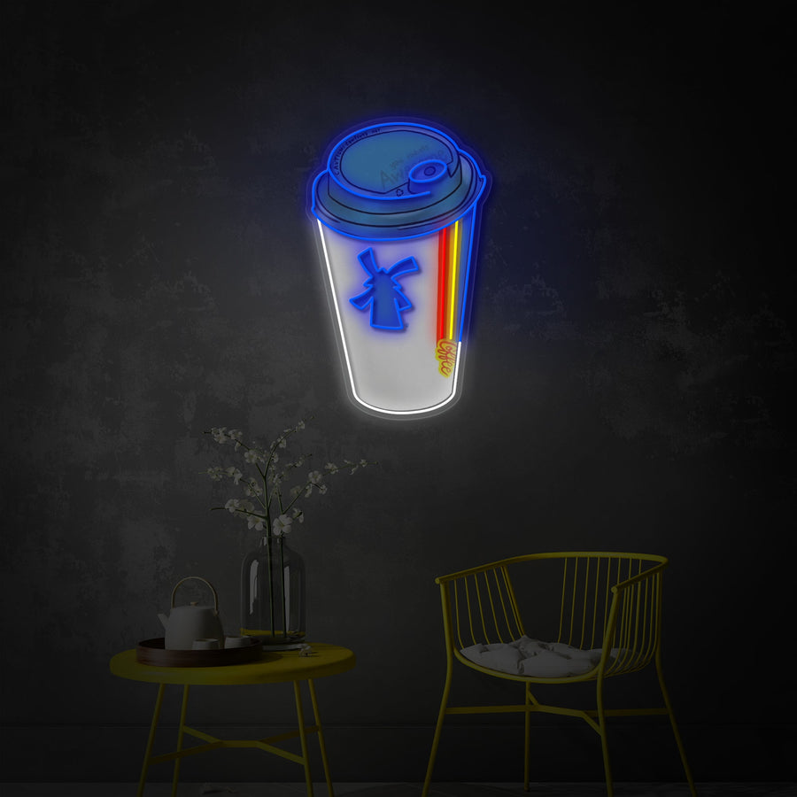"Dutch Coffee Cup" UV Print LED Neon Sign