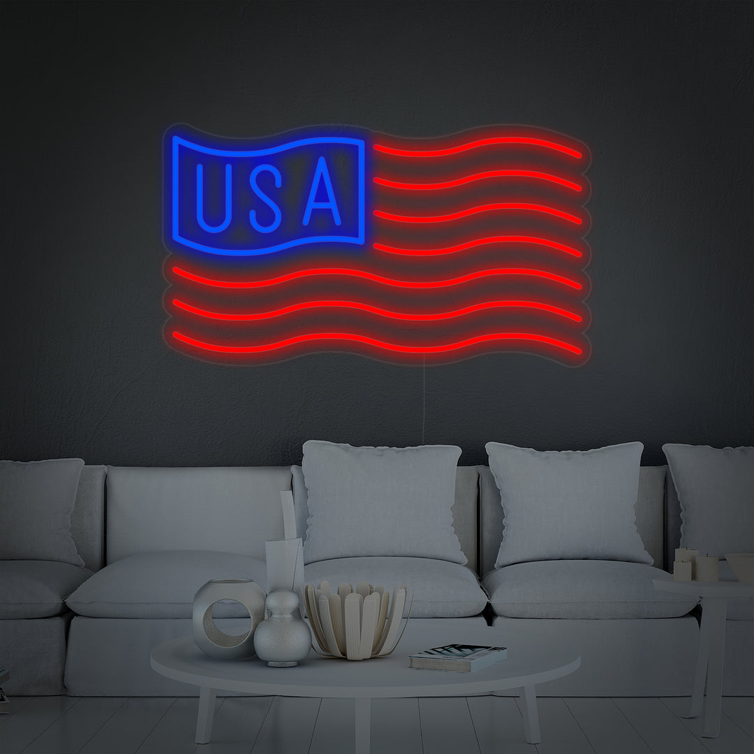 "Flag of American" Neon Sign, USA Flag Neon Sign, LED USA Flag Neon Light