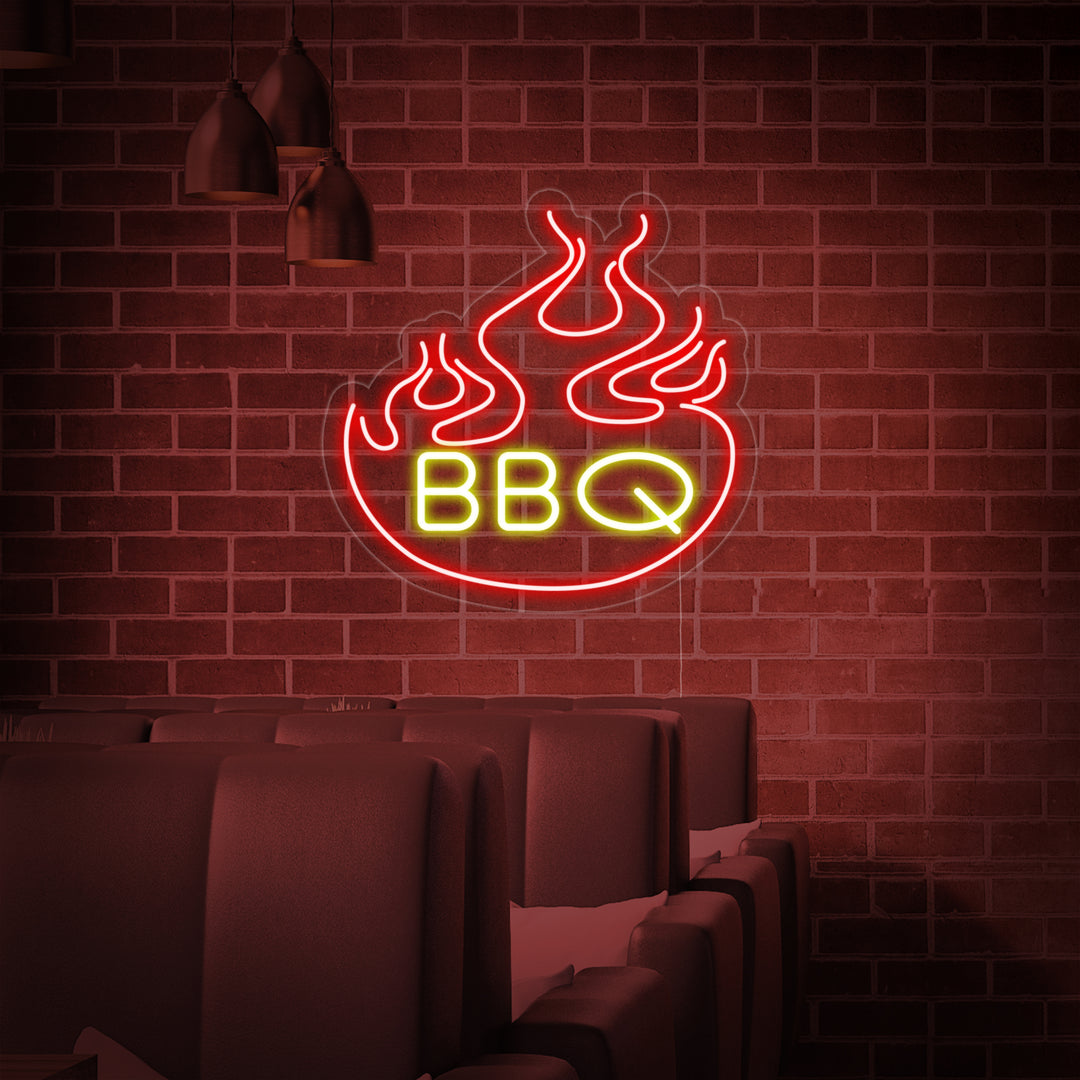 "Flames BBQ" Neon Sign, BBQ Neon Sign
