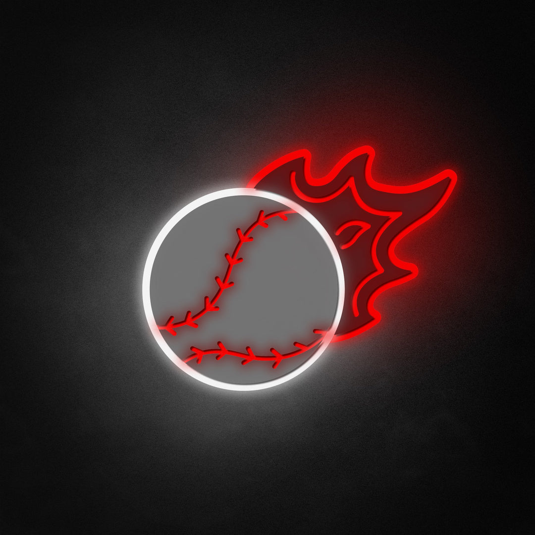 "Flaming Baseball" Neon Like Sign