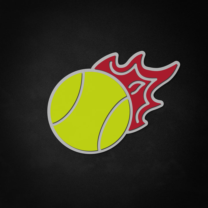"Flaming Tennis Ball" Neon Like Sign