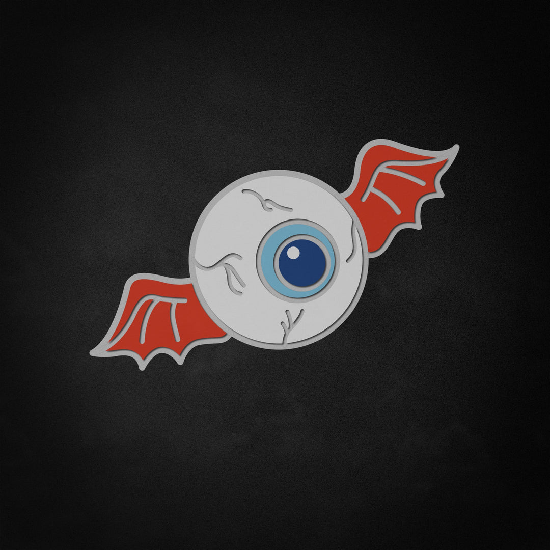 "Flying Eyeball Bat Winged Eye" Neon Like Sign