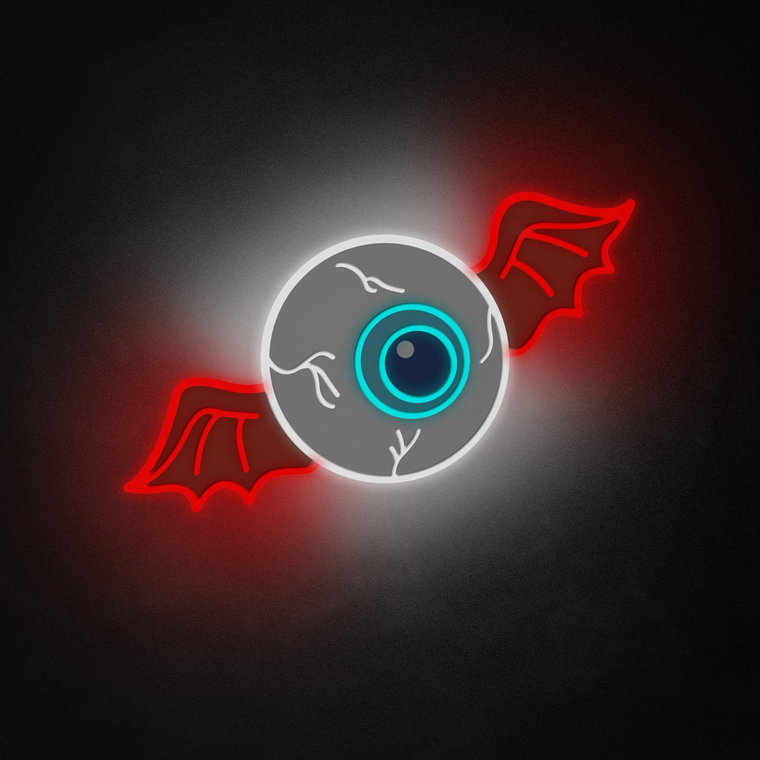 "Flying Eyeball Bat Winged Eye" Neon Like Sign
