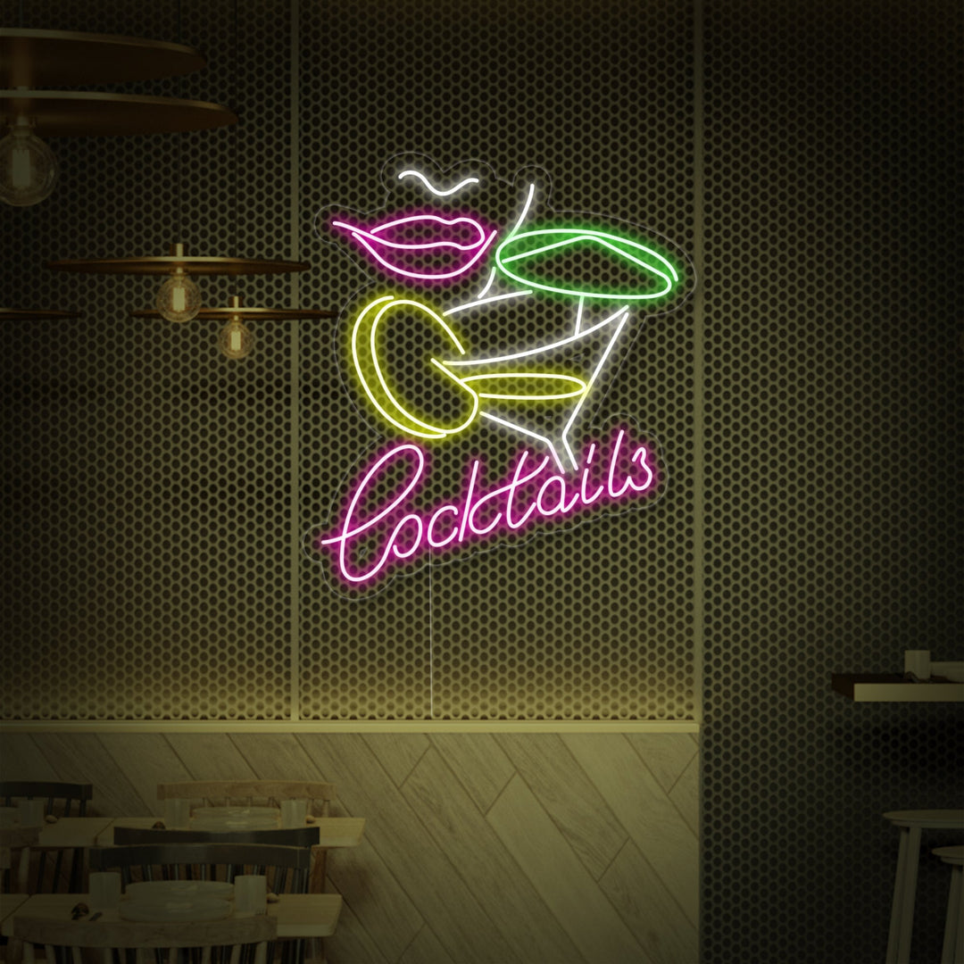 "Gin Tonic Cocktail Bar" Neon Sign, Cocktail Bar Neon Light