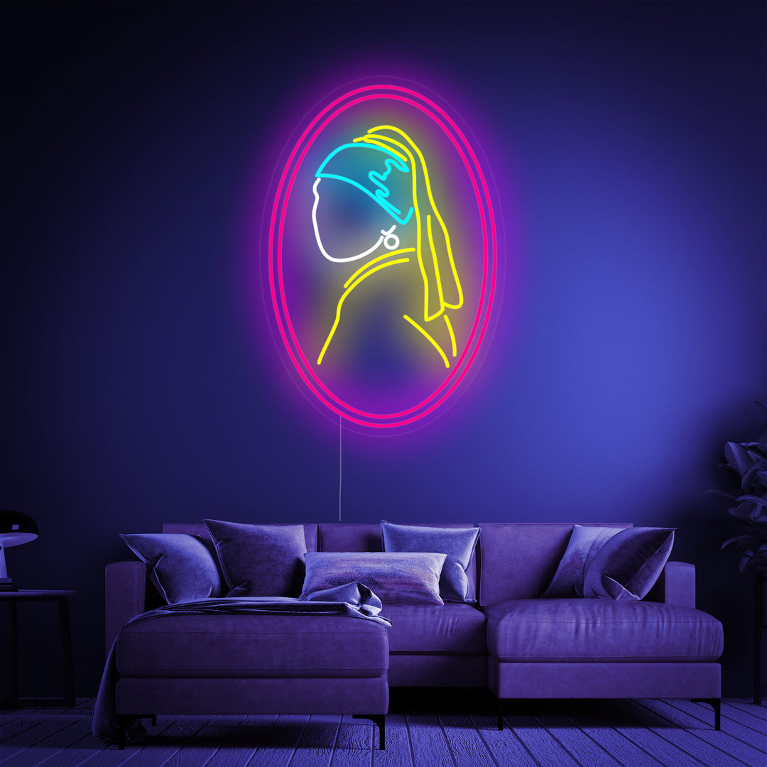 "Girl with Pearl Vermeer" Neon Sign