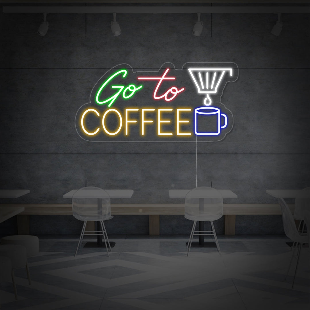 "Go To Coffee" Neon Sign, Coffee Neon Sign, Coffee Wall Decor