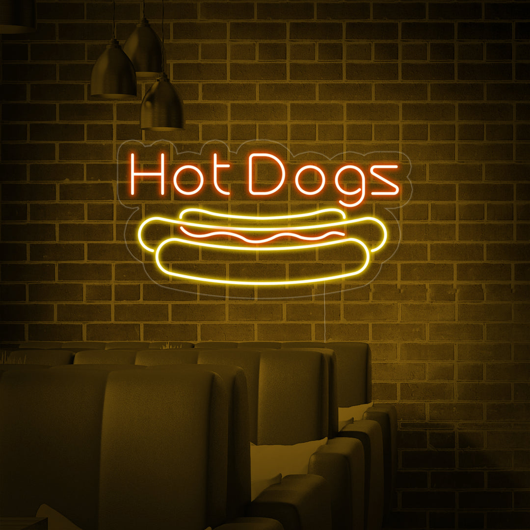 "HOT DOGS" Neon Sign, Hotdog Neon Sign
