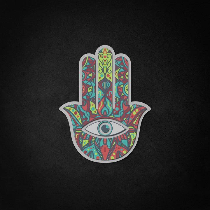 "Hamsa Fatima Hand, Tradition Talisman" Neon Like Sign