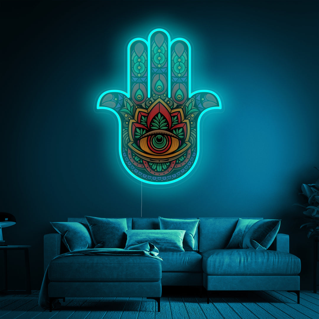 "Hamsa Hand UV Print" Neon Sign