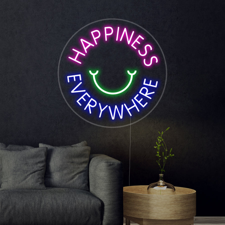 "Happyness Everywhere" Neon Sign