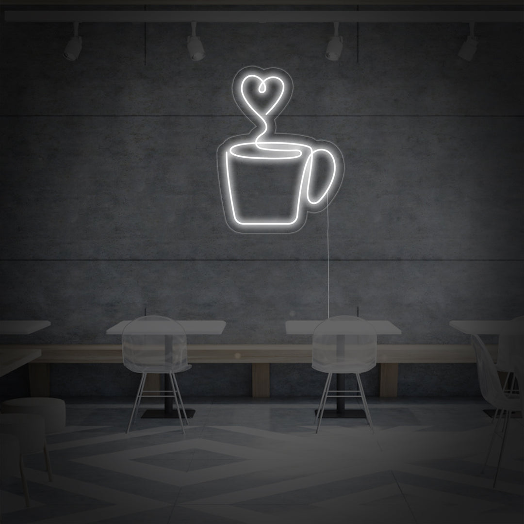 "Heart Coffee" Neon Sign, Coffee Neon Sign, Coffee Wall Sign