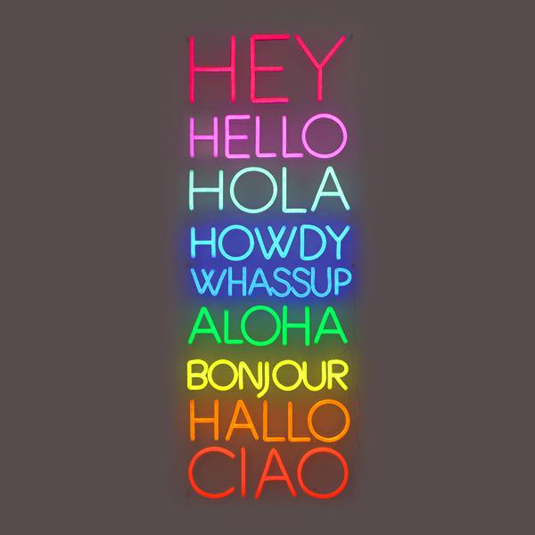 Lovely Bright Rainbow “hola” deals Hello LED Night Light Sign Room Wall Decoration