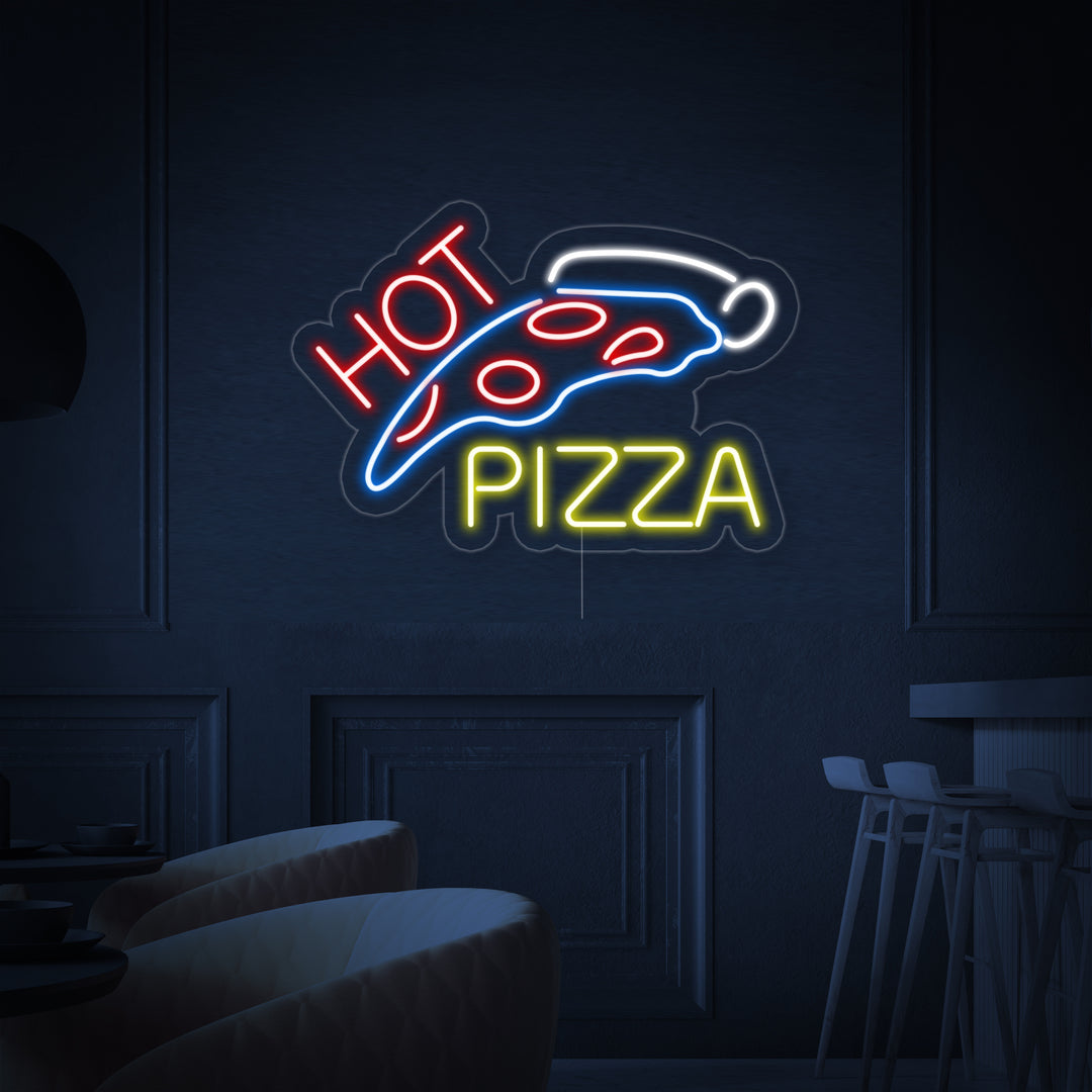 Hot Pizza Neon Sign, Pizza Neon Sign, Slice Pizza Neon Sign