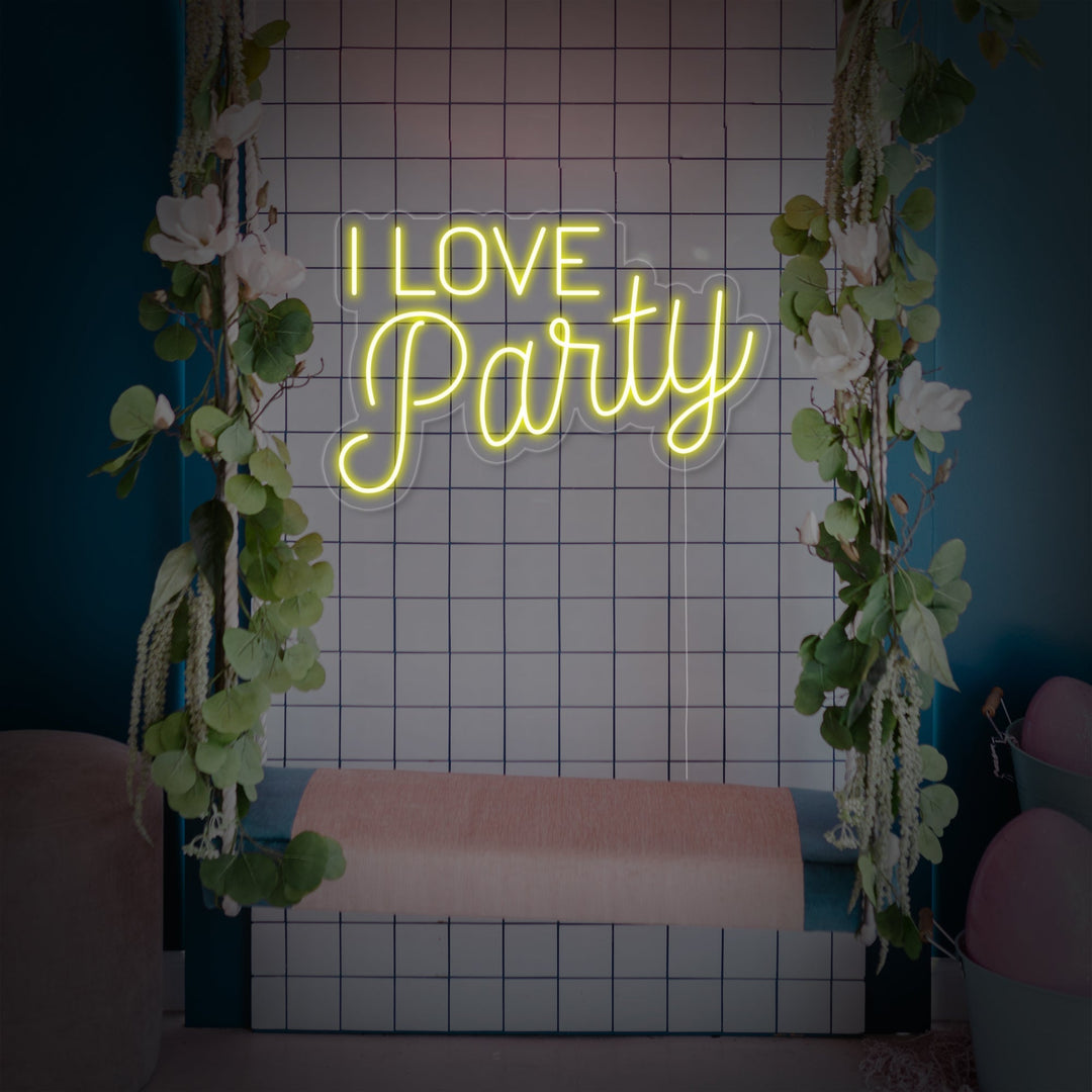 "I Love Party" Neon Sign
