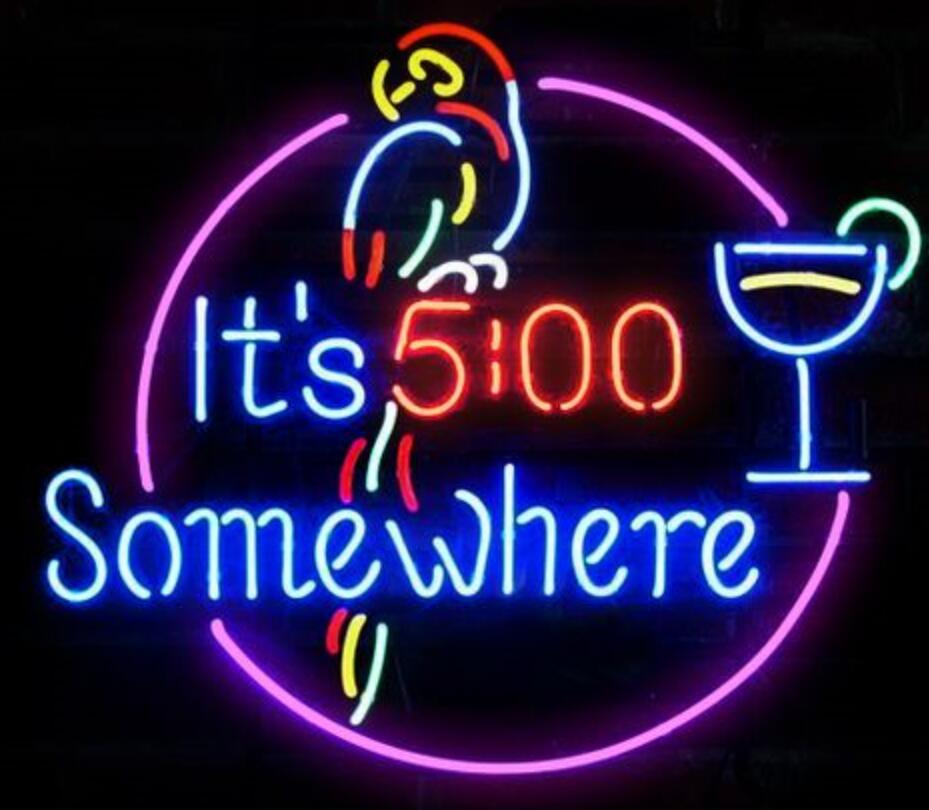 "Its 500 Somewhere" Neon Sign, Vintage Bar Neon Sign, Glass Bar Neon Sign
