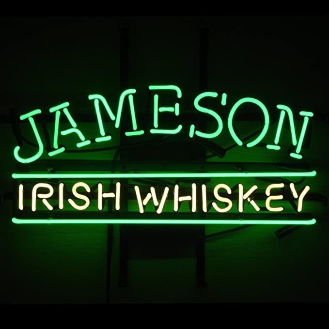 "Jameson Irish Whiskey" Neon Sign, Jameson Whiskey Neon Sign, Whiskey Neon Sign