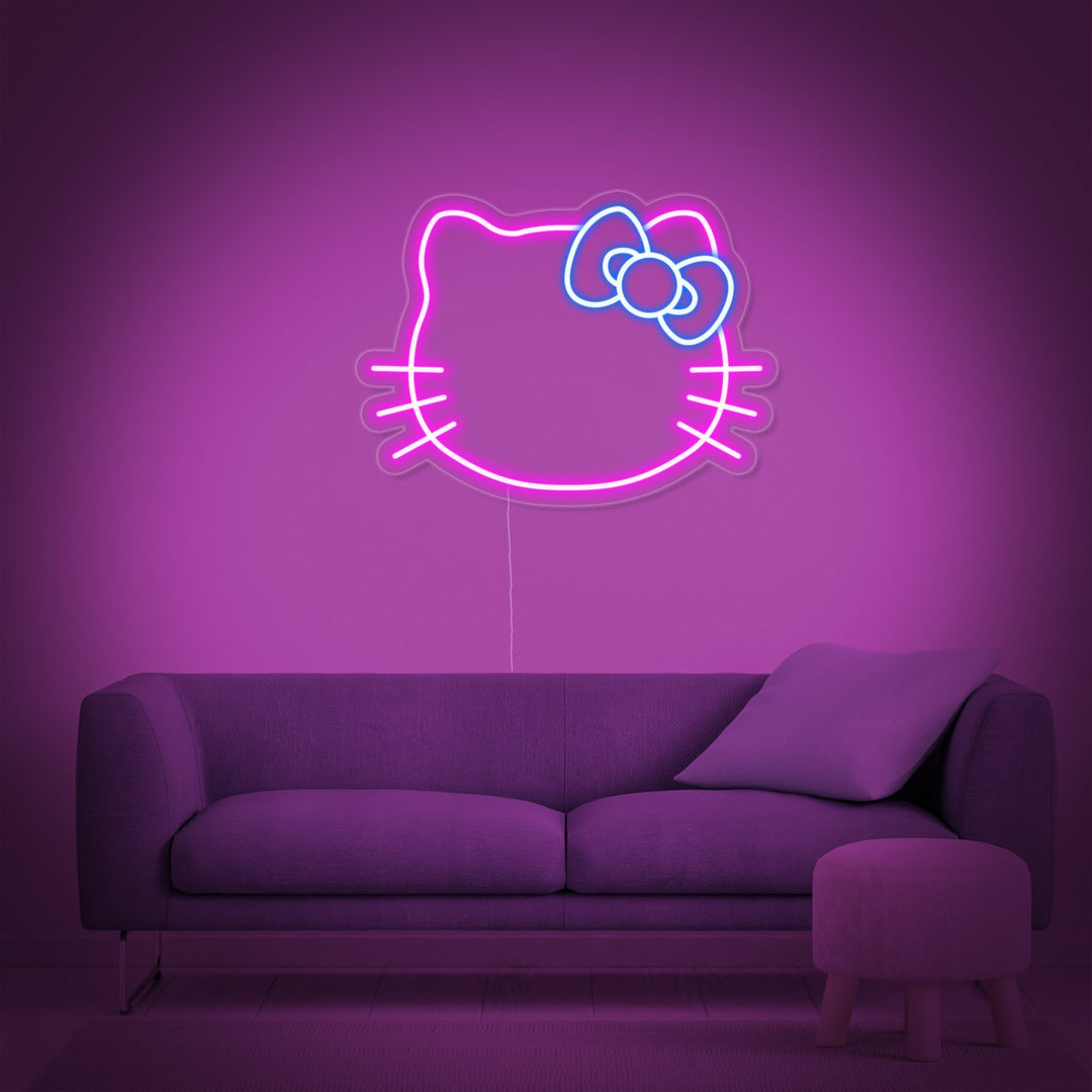 "Kitty Cat" Neon Sign, "Hello Cat" Neon Light, Kitty LED Wall Light